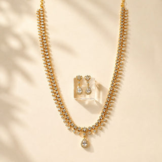 Florence White Luxury CZ Diamond Long Necklace Set