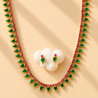 Floris Multicolour Premium Kemp CZ Diamond Long Necklace Set