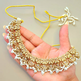 Frida White Necklace Set with Tikka
