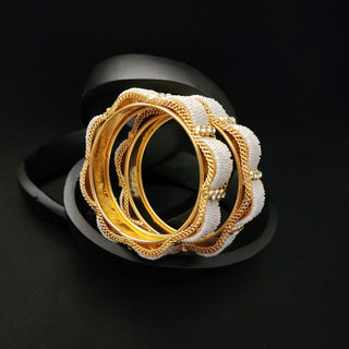Gabrielle White Gold Kada Bangle Set (2.6, 2.8)