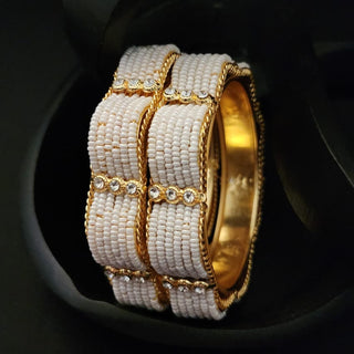 Gabrielle White Gold Kada Bangle Set (2.6, 2.8)