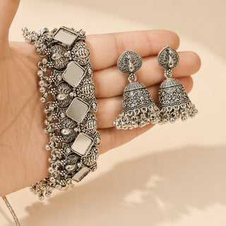 Georgie German Silver Mirror Necklace Set
