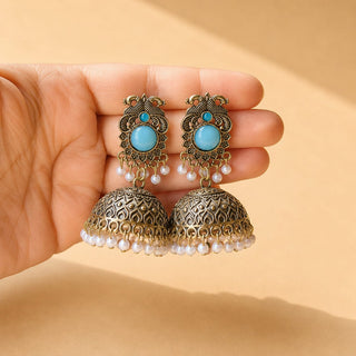 Georgina Light Blue Jhumka Earrings