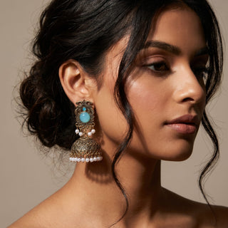 Georgina Light Blue Jhumka Earrings