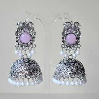 Georgina Light Purple German Silver Jhumka Earrings