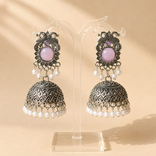 Georgina Light Purple German Silver Jhumka Earrings