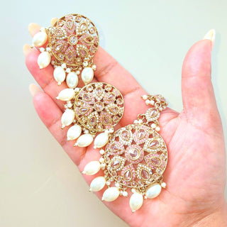 Georgina Pink Polki Necklace Set with Tikka