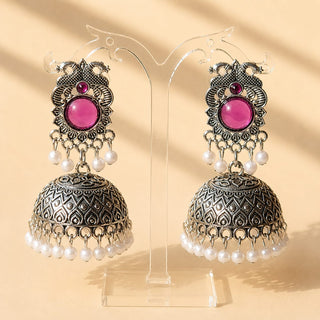 Georgina Purple German Silver Jhumka Earrings