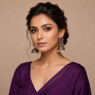 Georgina Purple Jhumka Earrings