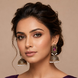 Georgina Purple Jhumka Earrings