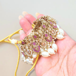 Georgina Purple Polki Necklace Set with Tikka