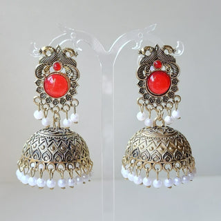 Georgina Red Jhumka Earrings
