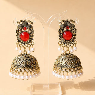 Georgina Red Jhumka Earrings