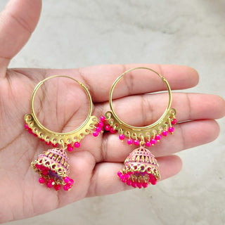 Giselle Pink Bali Jhumki Earrings