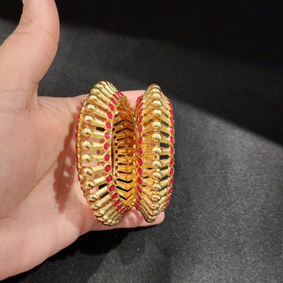Giselle Red Gold Kada Bangle Set (2.6, 2.8)