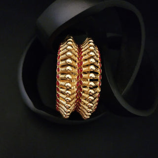 Giselle Red Gold Kada Bangle Set (2.6, 2.8)