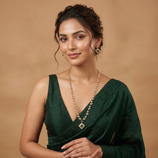 Kaia Green CZ Diamond Simulant Long Necklace Set