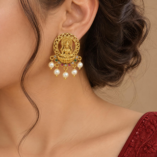 Gretel Multicolour Kemp Lakshmi Temple Stud Earrings
