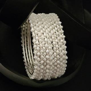 Hannah White Silver Bangles (Set of 10) (2.4, 2.6, 2.8)