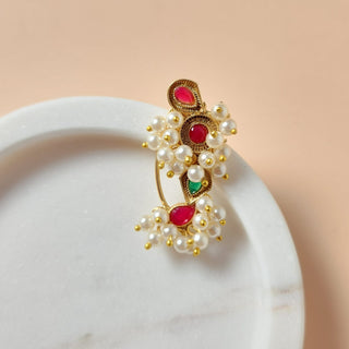 Harriet Maharashtrian Multicolour Gold Nath (no piercing needed)
