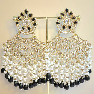 Hazel Black Kundan Earrings