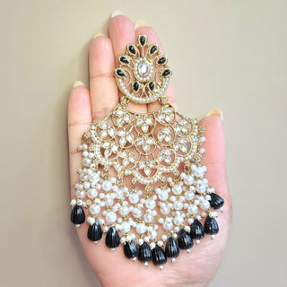 Hazel Black Kundan Earrings