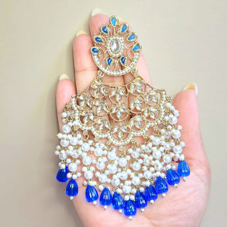Hazel Blue Kundan Earrings
