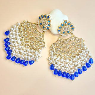 Hazel Blue Kundan Earrings