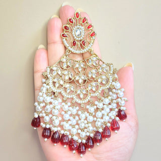 Hazel Dark Red Kundan Earrings