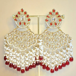 Hazel Dark Red Kundan Earrings