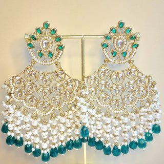 Hazel Green Kundan Earrings