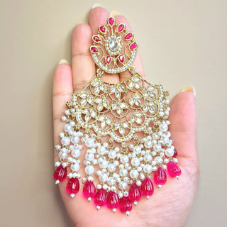 Hazel Hot Pink Kundan Earrings