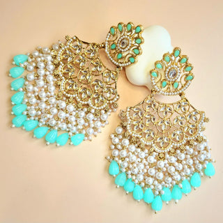Hazel Light Blue Kundan Earrings