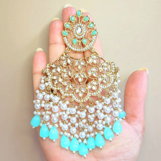 Hazel Light Blue Kundan Earrings