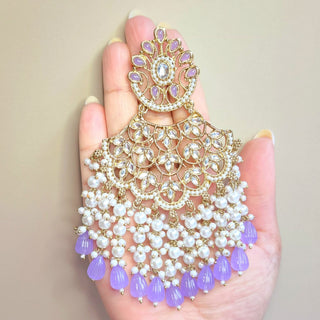 Hazel Light Purple Kundan Earrings