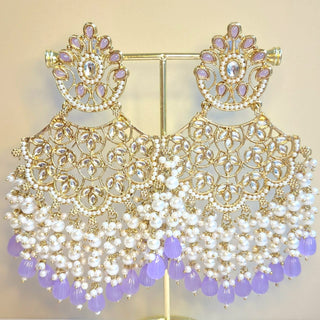Hazel Light Purple Kundan Earrings
