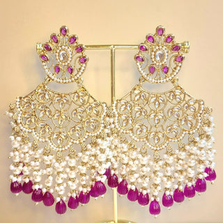 Hazel Purple Kundan Earrings