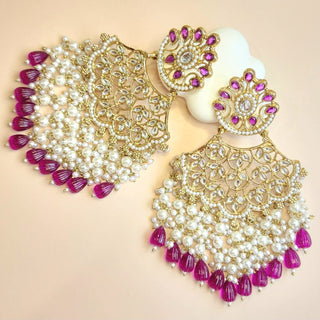 Hazel Purple Kundan Earrings