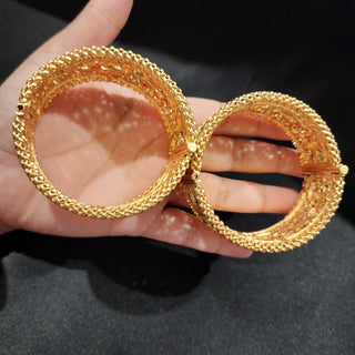 Helena Peacock Gold Kada Openable Bangle Set (2.4, 2.8)