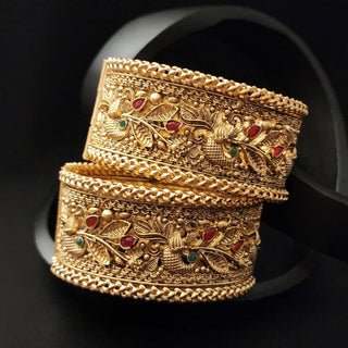 Helena Peacock Gold Kada Openable Bangle Set (2.4, 2.8)