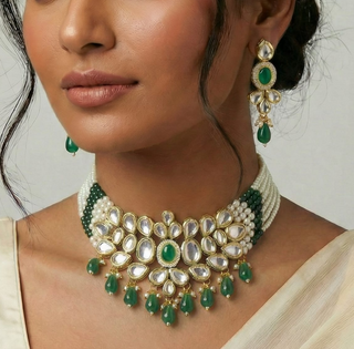 Hilary Green Kundan Choker Necklace Set
