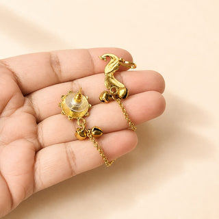 Idris Gold Lightweight & Easy to Wear Drop Chain Ear Cuff Earrings