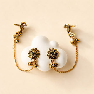 Idris Gold Lightweight & Easy to Wear Drop Chain Ear Cuff Earrings