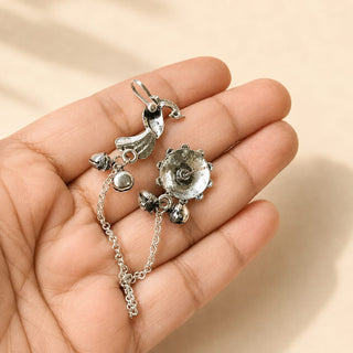 Idris Silver Lightweight & Easy to Wear Drop Chain Ear Cuff Earrings