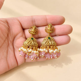 Imogen Pink Temple Jhumka Earrings