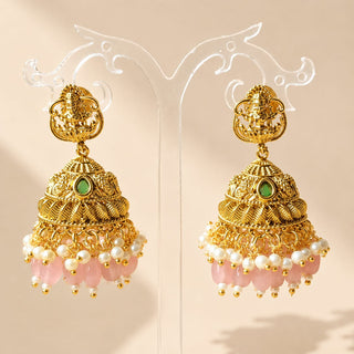 Imogen Pink Temple Jhumka Earrings
