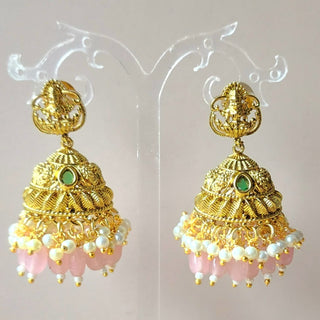 Imogen Pink Temple Jhumka Earrings