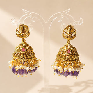 Imogen Purple Temple Jhumka Earrings