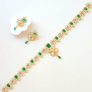 Inaya Green CZ Diamond Simulant Necklace Set