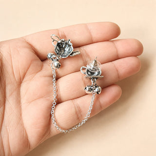 Indee Silver Lightweight & Easy to Wear Drop Chain Ear Cuff Earrings